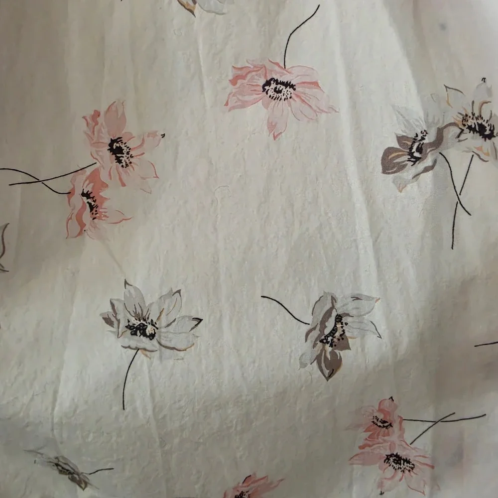 Haven Well Within Women XL White Pink Floral 100% Cotton Wrap Robe Pockets
